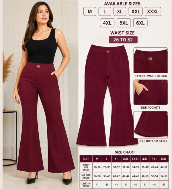 Premium Stretchable Ladies Bell Bottom Pants