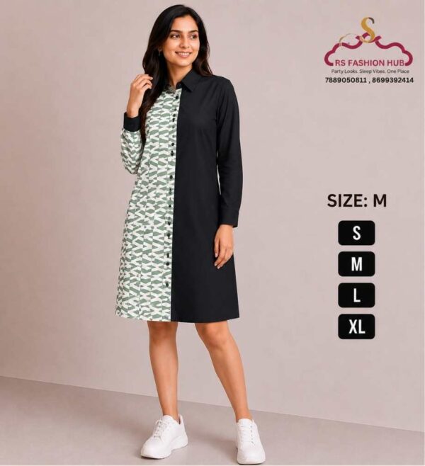 Trendy Half Print Western Knee-Length Dress